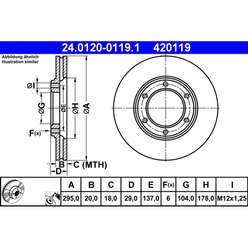 Jeu de 2 disques de frein avant ATE 24.0120-0119.1 - Visuel 1