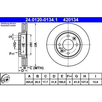 Jeu de 2 disques de frein avant ATE 24.0120-0134.1