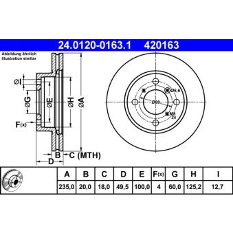 Jeu de 2 disques de frein avant ATE 24.0120-0163.1