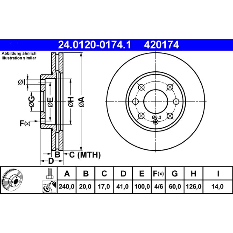 Jeu de 2 disques de frein avant ATE 24.0120-0174.1 - Visuel 1