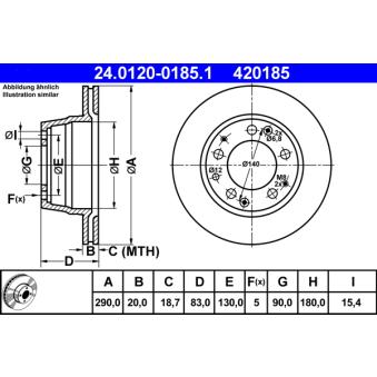 Jeu de 2 disques de frein arrière ATE 24.0120-0185.1