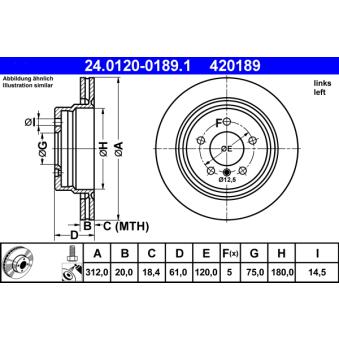 Disque de frein arrière gauche ATE OEM 34212227177 Disque de frein arrière gauche ATE OEM 34212227177