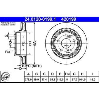 Jeu de 2 disques de frein arrière ATE OEM 1244231012