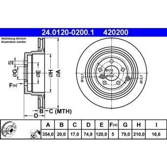 Jeu de 2 disques de frein arrière ATE OEM SDB500201 Jeu de 2 disques de frein arrière ATE OEM SDB500201