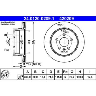 Jeu de 2 disques de frein arrière ATE OEM 20968395
