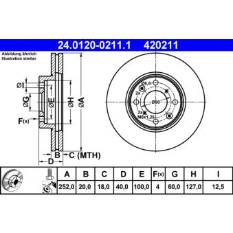 Jeu de 2 disques de frein avant ATE OEM 93192978