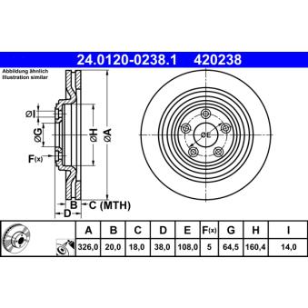 Jeu de 2 disques de frein arrière ATE OEM C2C25339