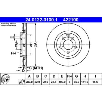 Jeu de 2 disques de frein avant ATE 24.0122-0100.1