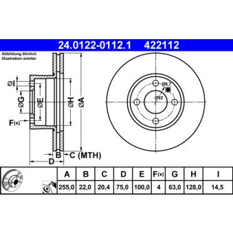 Jeu de 2 disques de frein avant ATE 24.0122-0112.1