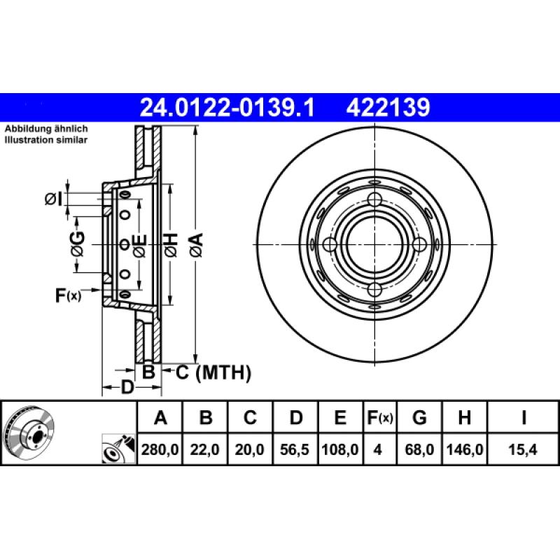 Jeu de 2 disques de frein avant ATE 24.0122-0139.1 - Visuel 1