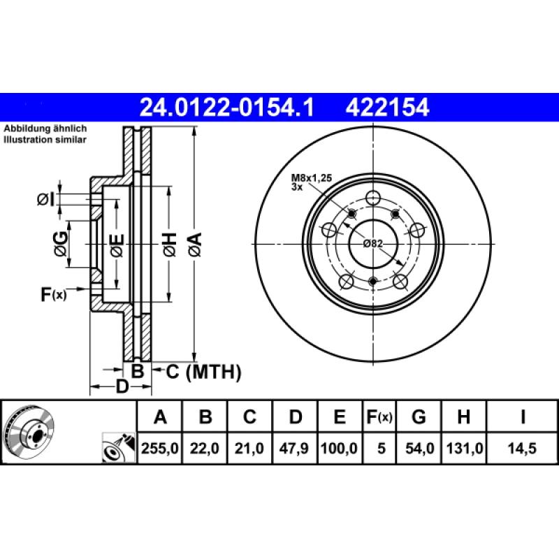 Jeu de 2 disques de frein avant ATE 24.0122-0154.1 - Visuel 1