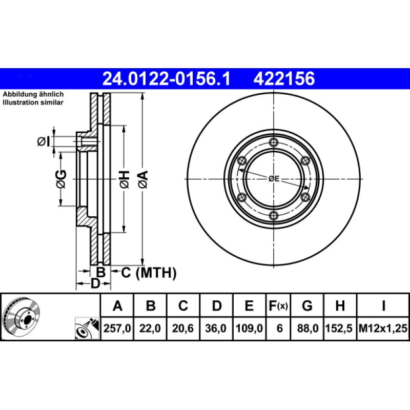 Jeu de 2 disques de frein avant ATE 24.0122-0156.1 - Visuel 1