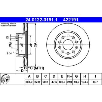Jeu de 2 disques de frein avant ATE 24.0122-0191.1