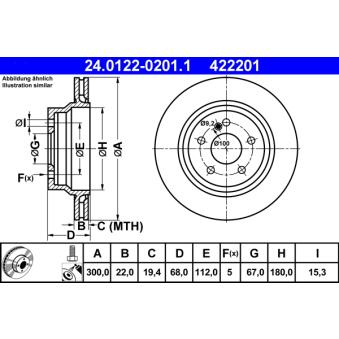 Jeu de 2 disques de frein arrière ATE OEM 2114230912