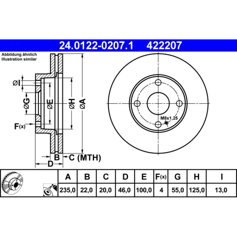Jeu de 2 disques de frein avant ATE 24.0122-0207.1 - Visuel 1