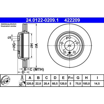 Jeu de 2 disques de frein arrière ATE OEM 34201166073