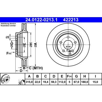 Jeu de 2 disques de frein arrière ATE 24.0122-0213.1