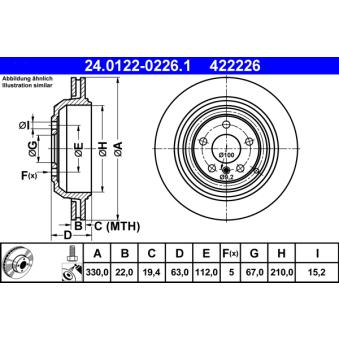 Jeu de 2 disques de frein arrière ATE OEM A1644230612