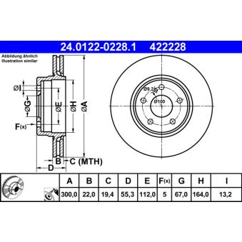Jeu de 2 disques de frein arrière ATE OEM 05135505AA