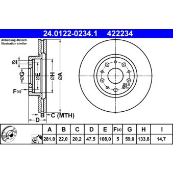 Jeu de 2 disques de frein arrière ATE 24.0122-0234.1