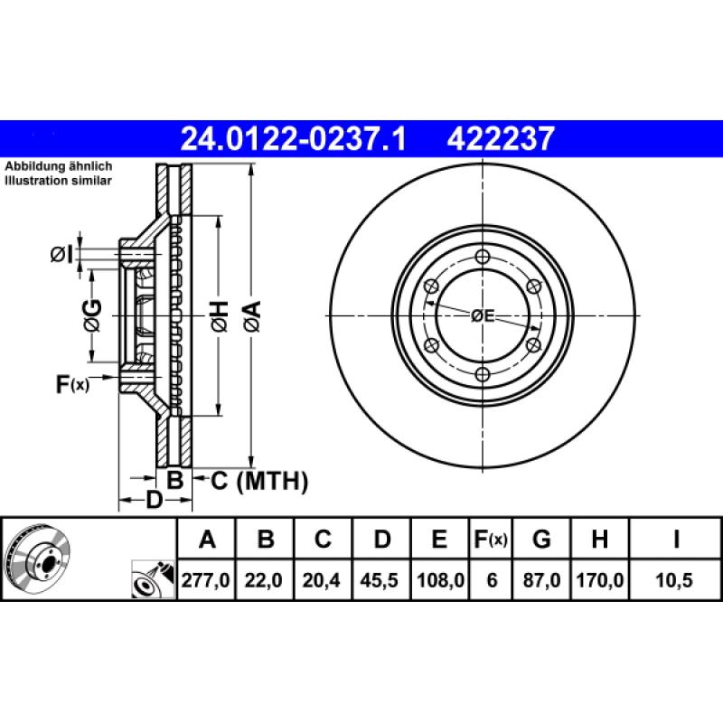 Jeu de 2 disques de frein avant ATE 24.0122-0237.1 - Visuel 1