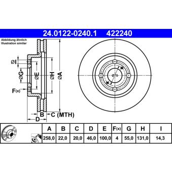 Jeu de 2 disques de frein avant ATE OEM 435120D060