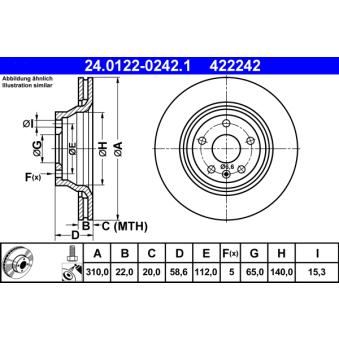 Jeu de 2 disques de frein arrière ATE OEM 8J0615601A Jeu de 2 disques de frein arrière ATE OEM 8J0615601A