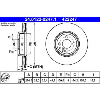 Jeu de 2 disques de frein avant ATE 24.0122-0247.1