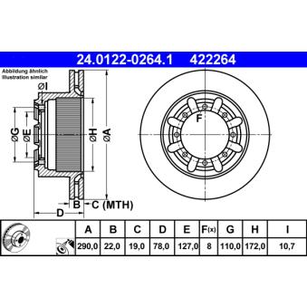 Jeu de 2 disques de frein arrière ATE OEM 43206MA50A