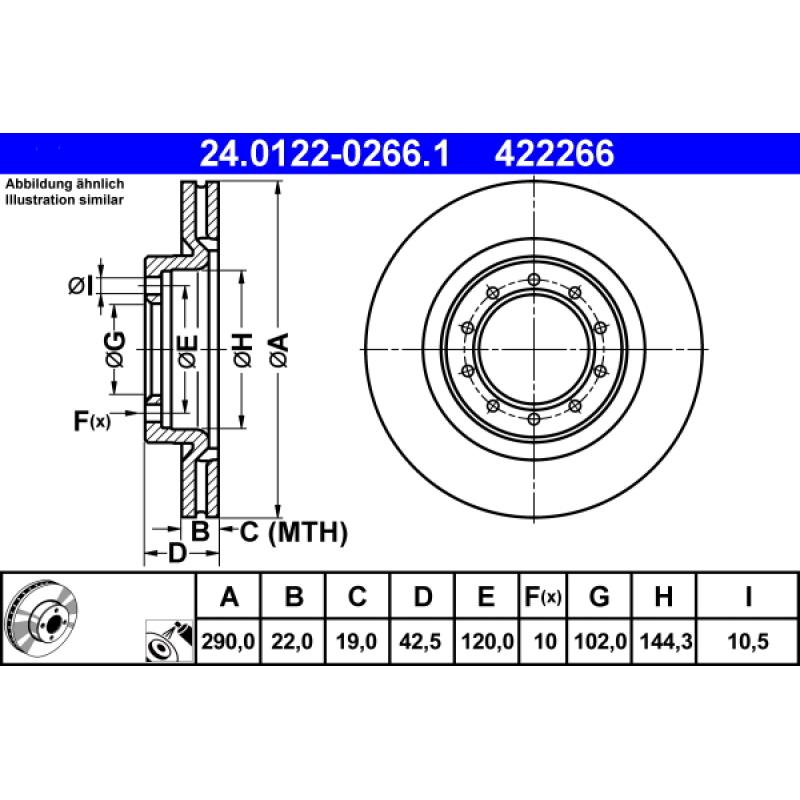 Jeu de 2 disques de frein avant ATE 24.0122-0266.1 - Visuel 1