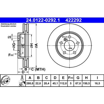 Jeu de 2 disques de frein avant ATE 24.0122-0292.1