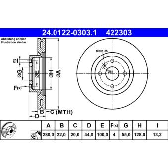 Jeu de 2 disques de frein avant ATE OEM 6000615653