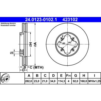 Jeu de 2 disques de frein avant ATE 24.0123-0102.1