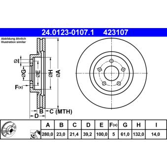 Jeu de 2 disques de frein avant ATE 24.0123-0107.1