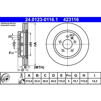 Jeu de 2 disques de frein arrière ATE 24.0123-0116.1