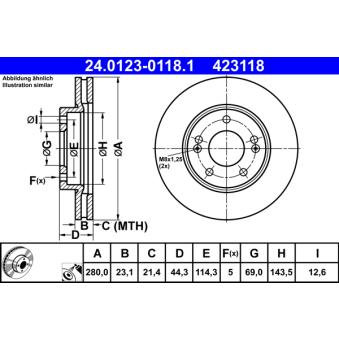 Jeu de 2 disques de frein avant ATE OEM 517123X000