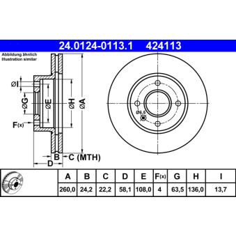Jeu de 2 disques de frein avant ATE 24.0124-0113.1