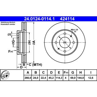 Jeu de 2 disques de frein avant ATE 24.0124-0114.1