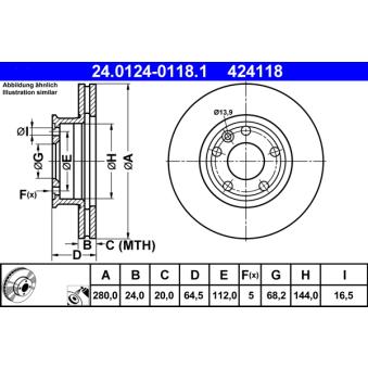 Jeu de 2 disques de frein avant ATE OEM 701615301A
