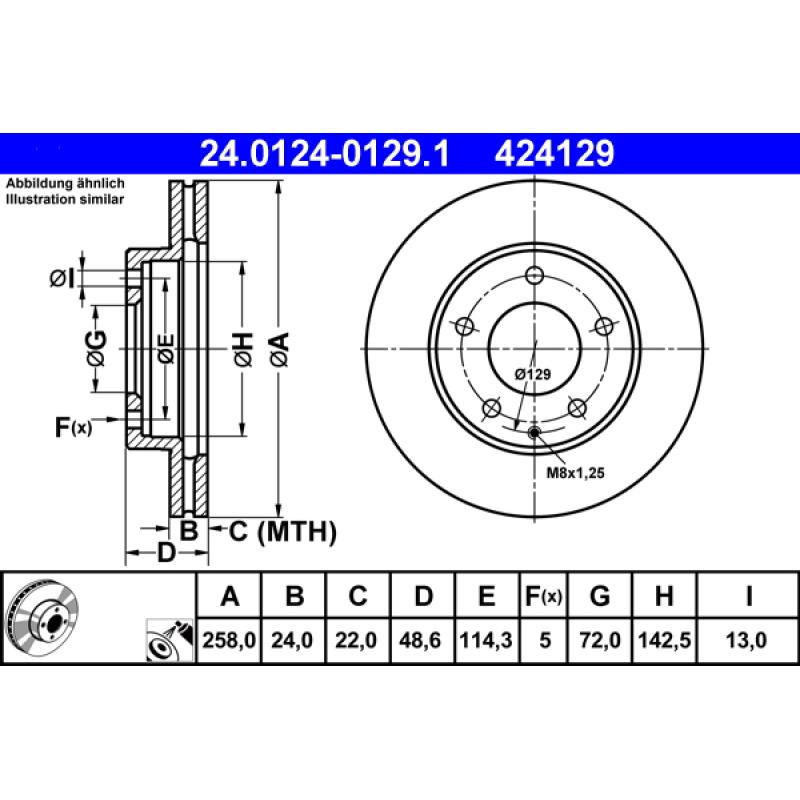 Jeu de 2 disques de frein avant ATE 24.0124-0129.1 - Visuel 1