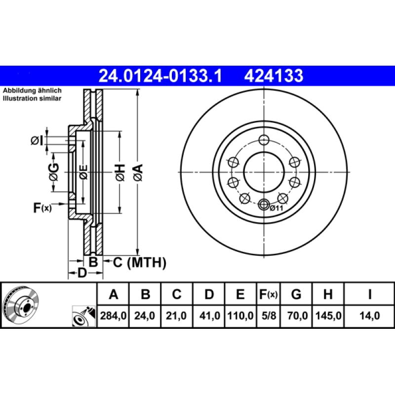 Jeu de 2 disques de frein avant ATE 24.0124-0133.1 - Visuel 1