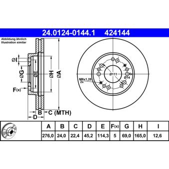 Jeu de 2 disques de frein avant ATE 24.0124-0144.1