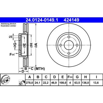 Jeu de 2 disques de frein avant ATE 24.0124-0149.1