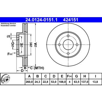 Jeu de 2 disques de frein avant ATE 24.0124-0151.1