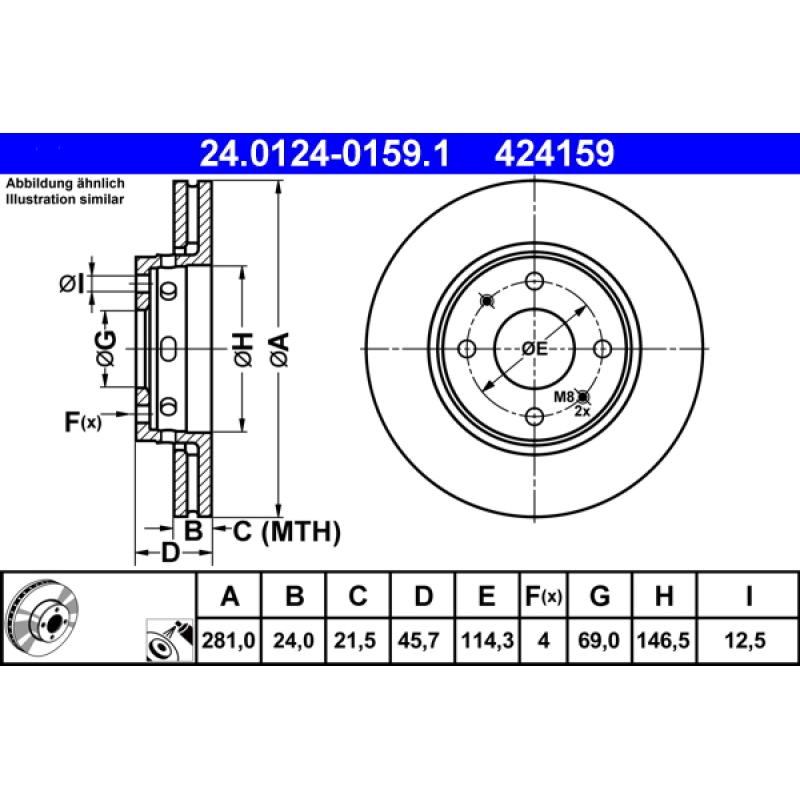 Jeu de 2 disques de frein avant ATE 24.0124-0159.1 - Visuel 1