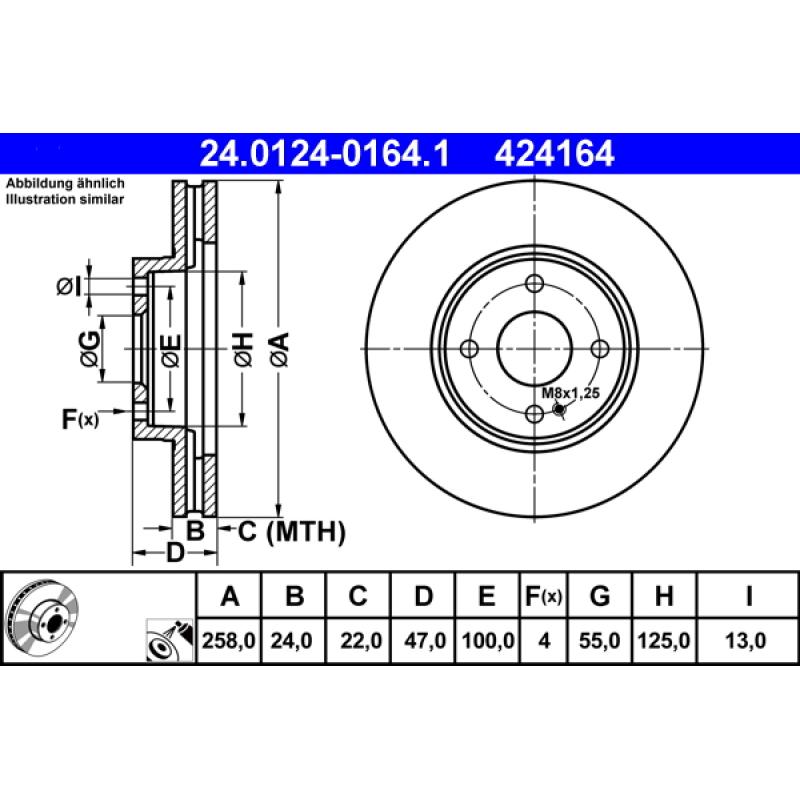 Jeu de 2 disques de frein avant ATE 24.0124-0164.1 - Visuel 1
