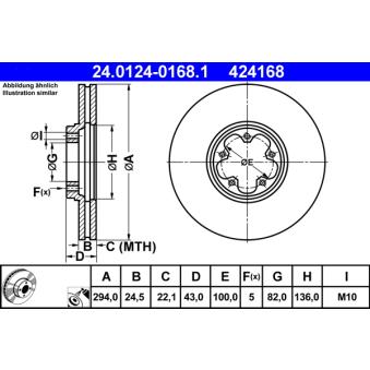 Jeu de 2 disques de frein avant ATE 24.0124-0168.1