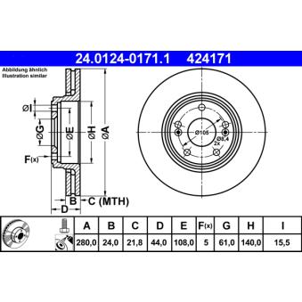 Jeu de 2 disques de frein avant ATE OEM 7700830283