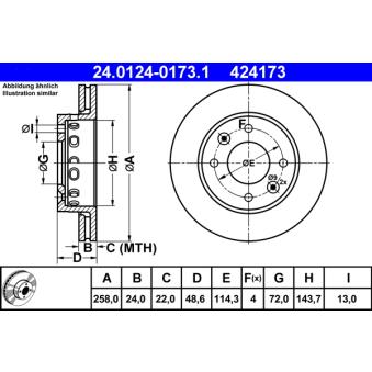 Jeu de 2 disques de frein avant ATE 24.0124-0173.1