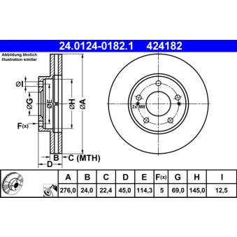 Jeu de 2 disques de frein avant ATE 24.0124-0182.1